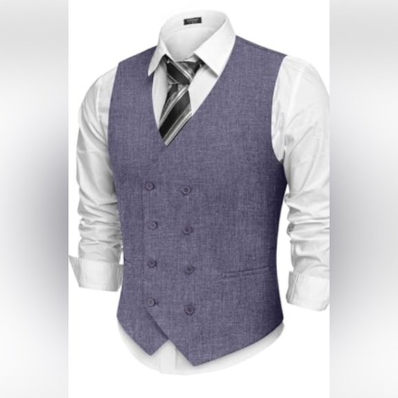 COOFANDY Double Breasted Suit Vest Lightweight Waistcoat Slim Fit Sz M Men - Picture 1 of 6